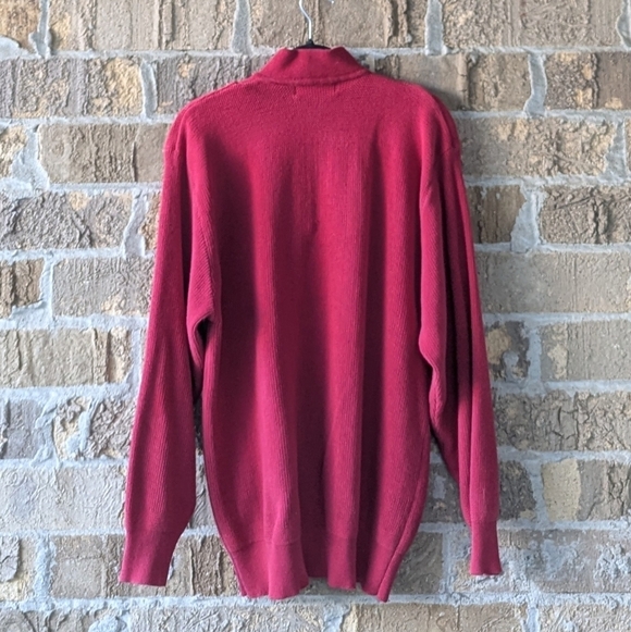 VTG 80s Eddie Bauer Red 100% Cotton Henley Sweater Size Large TALL - Picture 5 of 6